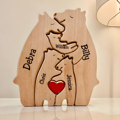 Oursia™ | Famille d’ours en bois personnalisable