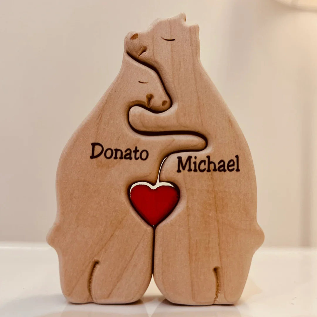 Oursia™ | Famille d’ours en bois personnalisable