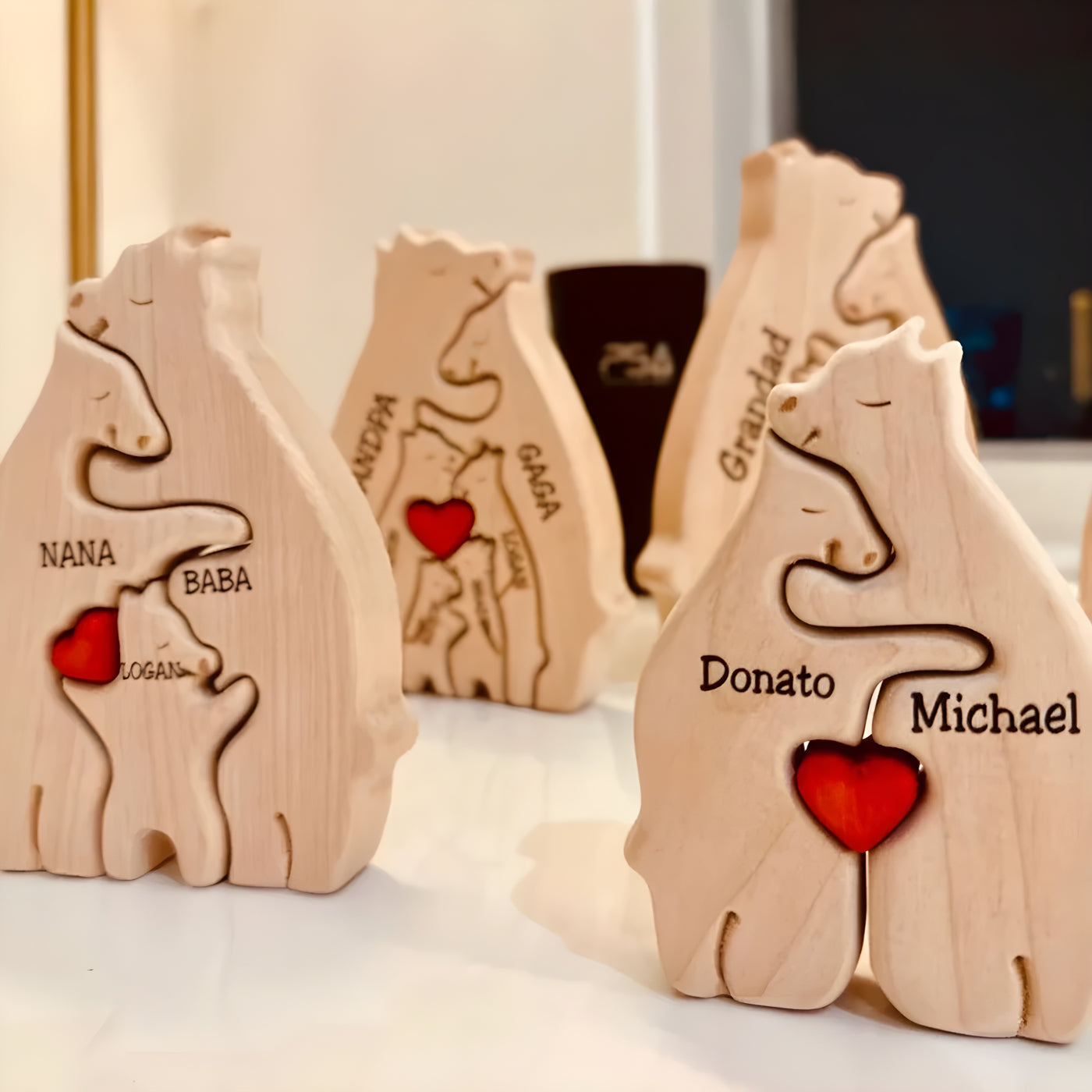 Oursia™ | Famille d’ours en bois personnalisable