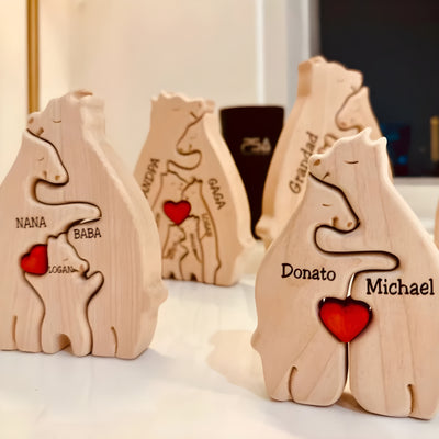 Oursia™ | Famille d’ours en bois personnalisable