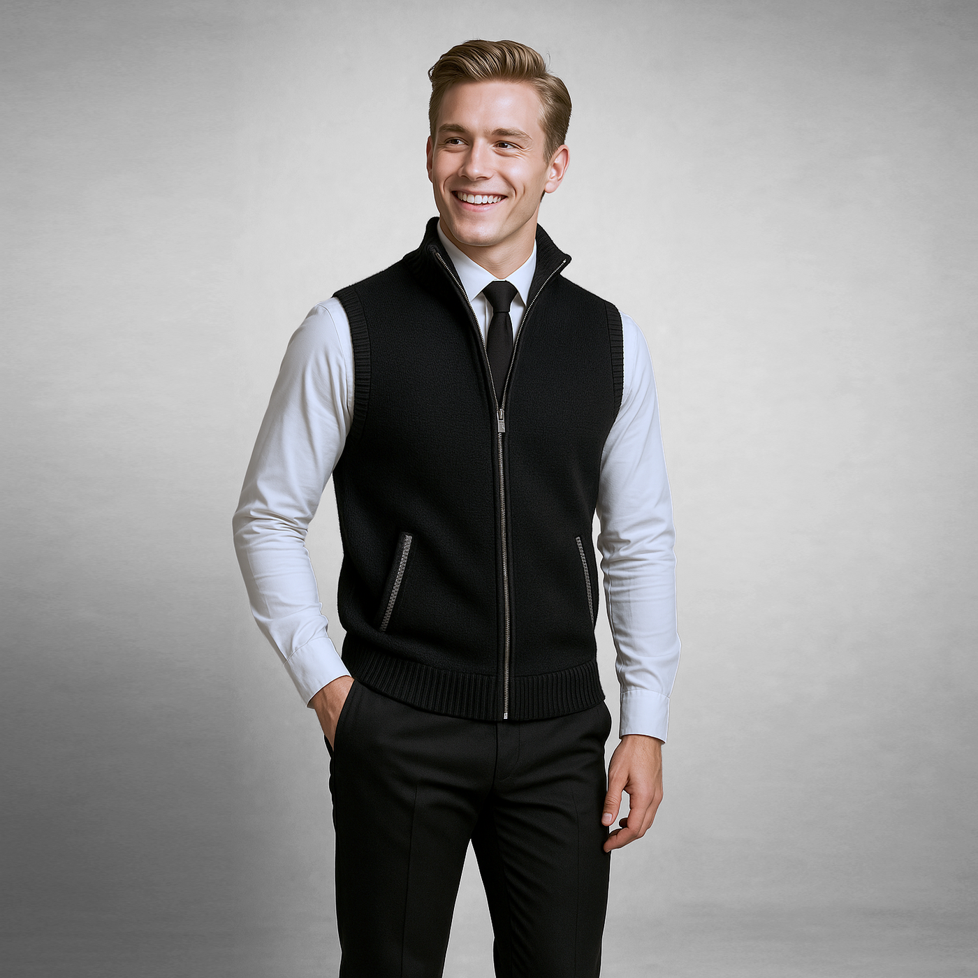 Henri™ | Gilet zippé en laine mélangée