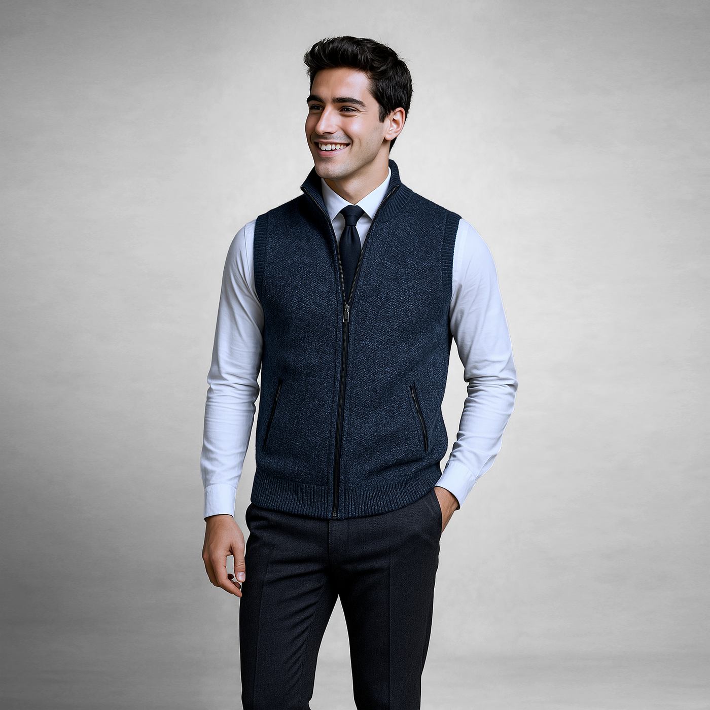 Henri™ | Gilet zippé en laine mélangée